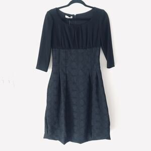 Gilles Montezen Black Brocade Half Sleeve Balloon Skirt Dress Women's Size 2